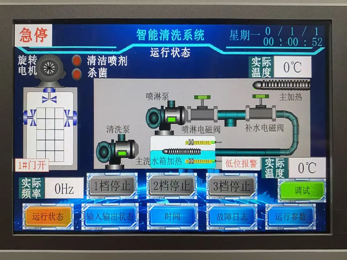 PTW-1900 PLC color touchscreen — cycle profile selection, real-time temperature, CSV cycle logging
